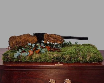 Bespoke Gun-Shaped Floral Tribute for a Clay Pigeon Shooter