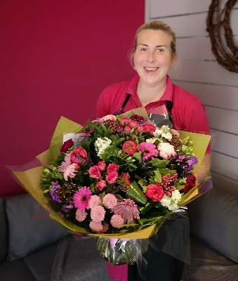 Extra large gift wrapped flower and foliage handtied bouquet
