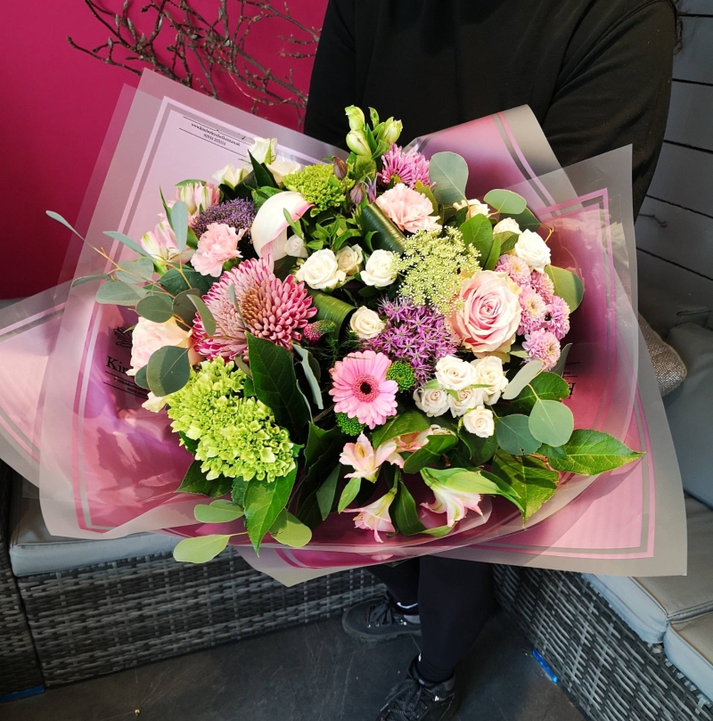 Extra large gift wrapped flower and foliage handtied bouquet
