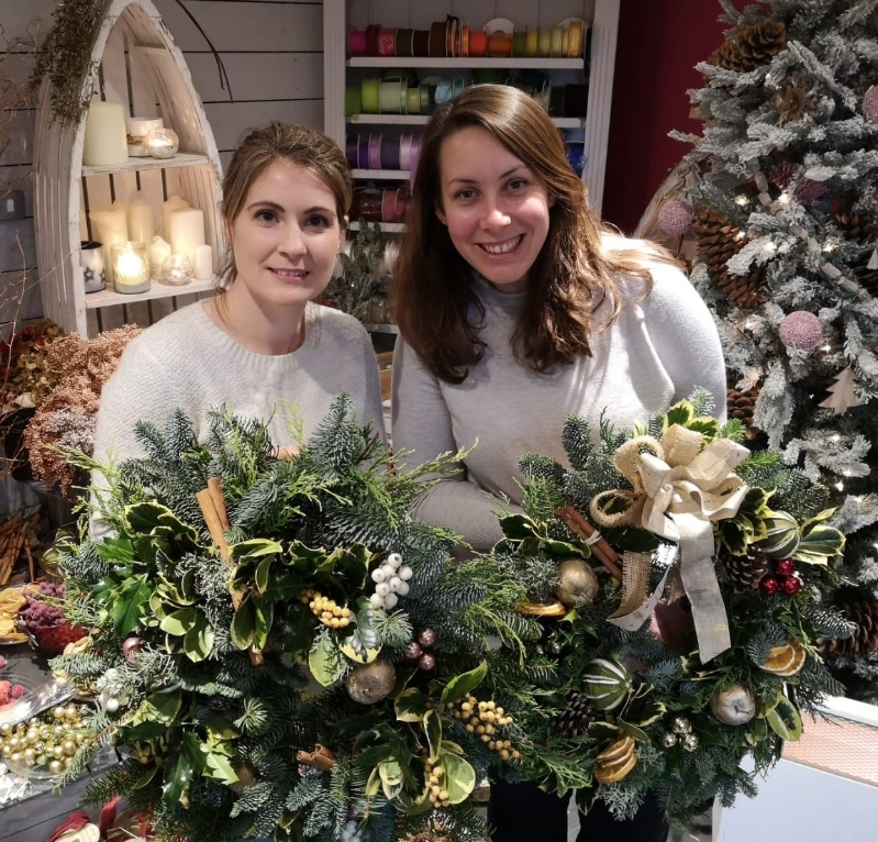Festive christmas wreath workshop at Kimberleys the florist clevedon