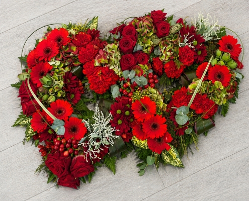 Double Red and Green Open Hearts