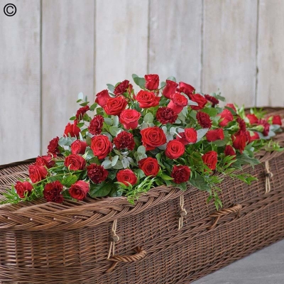 Red Rose and Carnation Floral Casket Spray