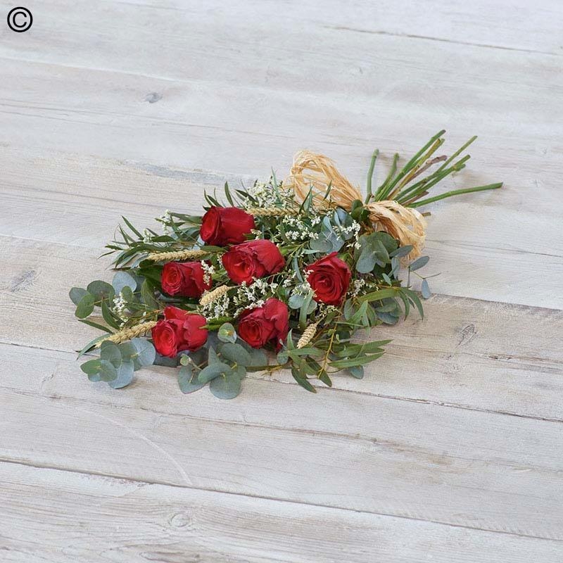rose flower and foliage funeral sheaf