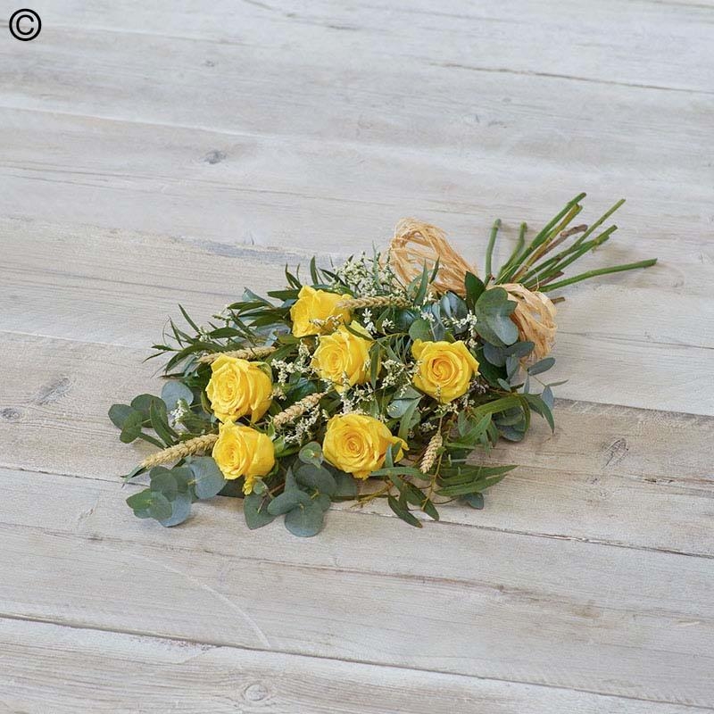 rose flower and foliage funeral sheaf