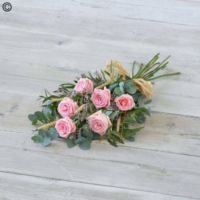 rose flower and foliage funeral sheaf