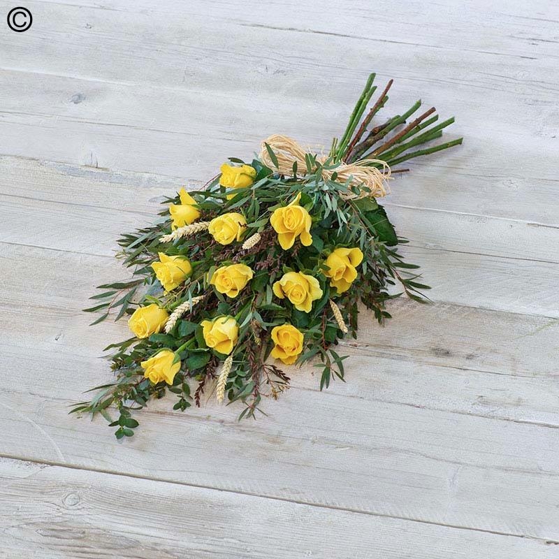 rose flower and foliage funeral sheaf