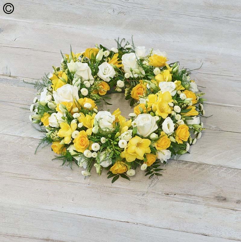 scented flower and foliage mixed funeral tribute wreath