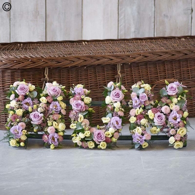 mixed flower and foliage based mum letter funeral tribute 