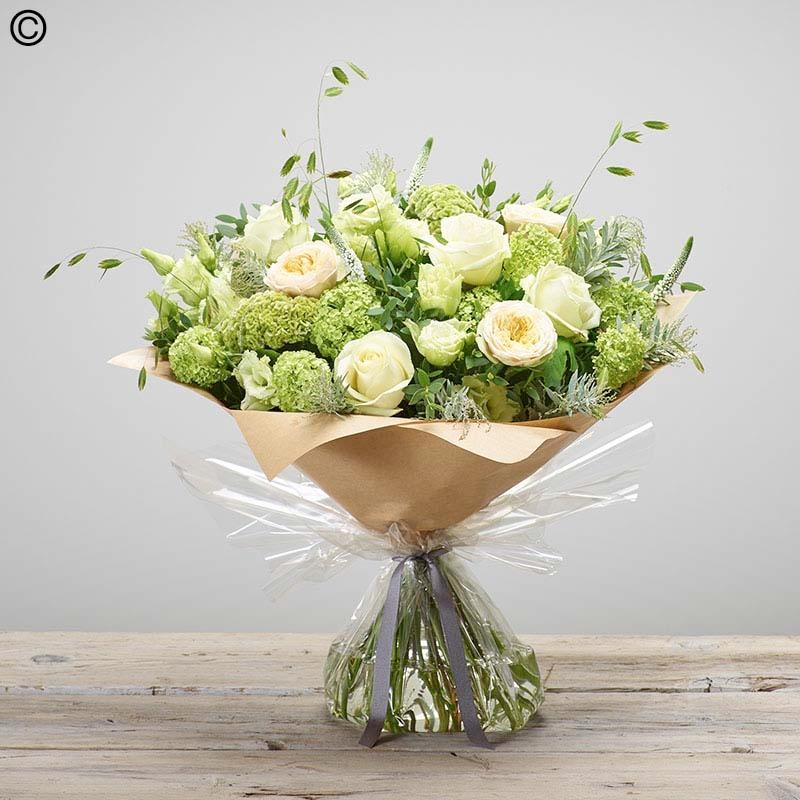 sympathy white flower handtied bouquet in gift box