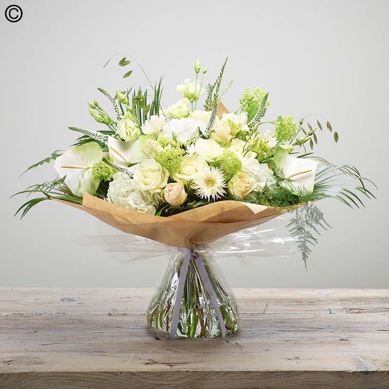 large sympathy white flower handtied bouquet