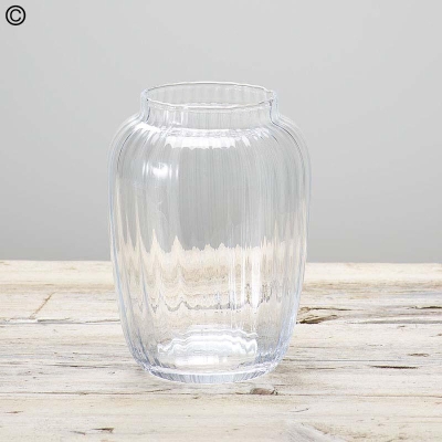 ribbed glass vase