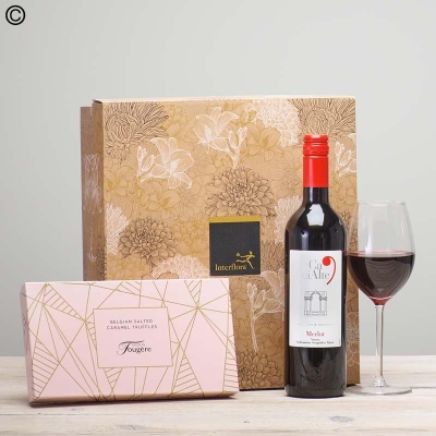 red wine and chocolate truffle gift set
