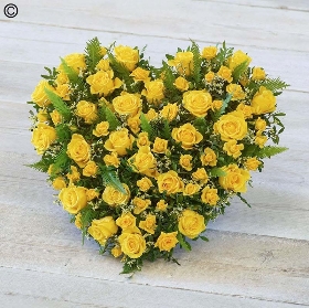 rose flower and foliage heart shaped funeral tribute