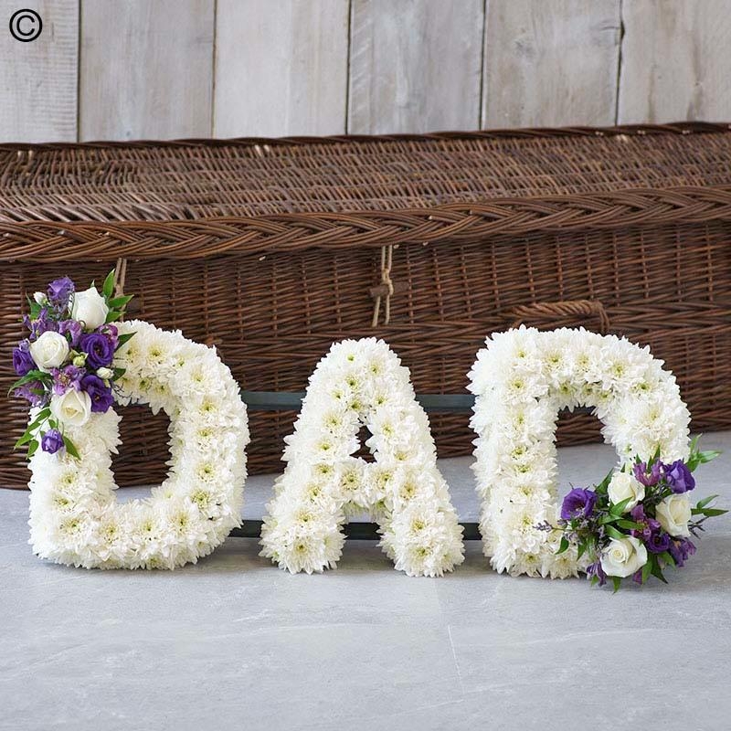 white based flower dad letter funeral tribute 