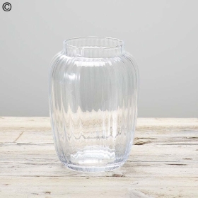 ribbed glass vase
