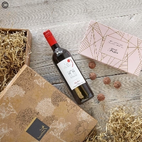 red wine and chocolate truffle gift set