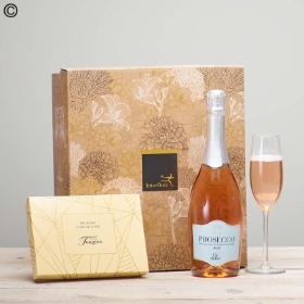 sparkling rose and chocolate gift set