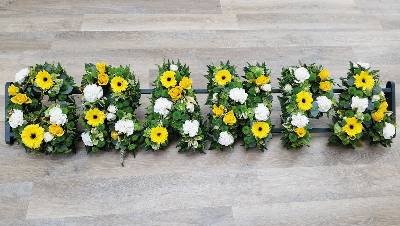 Mixed and loose flower and foliage grandparent letter funeral tribute