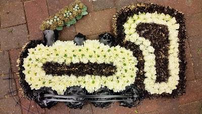 flower and foliage steam train funeral tribute 