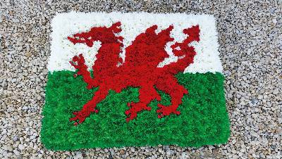 Welsh flag flower funeral tribute