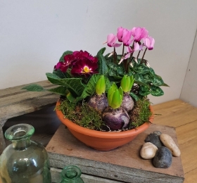 gift wrapped outdoor garden planter 