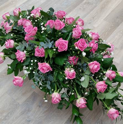 All rose flower and foliage double ended funeral coffin spray 