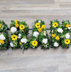 Mixed and loose flower and foliage grandparent letter funeral tribute