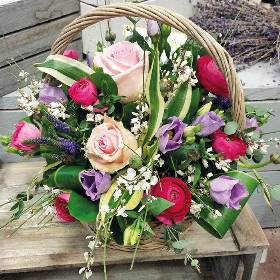 Pink and Pretty Funeral Flower Basket