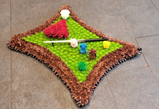 realistic snooker table flower funeral tribute 