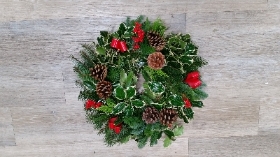 traditional christmas foliage door wreath